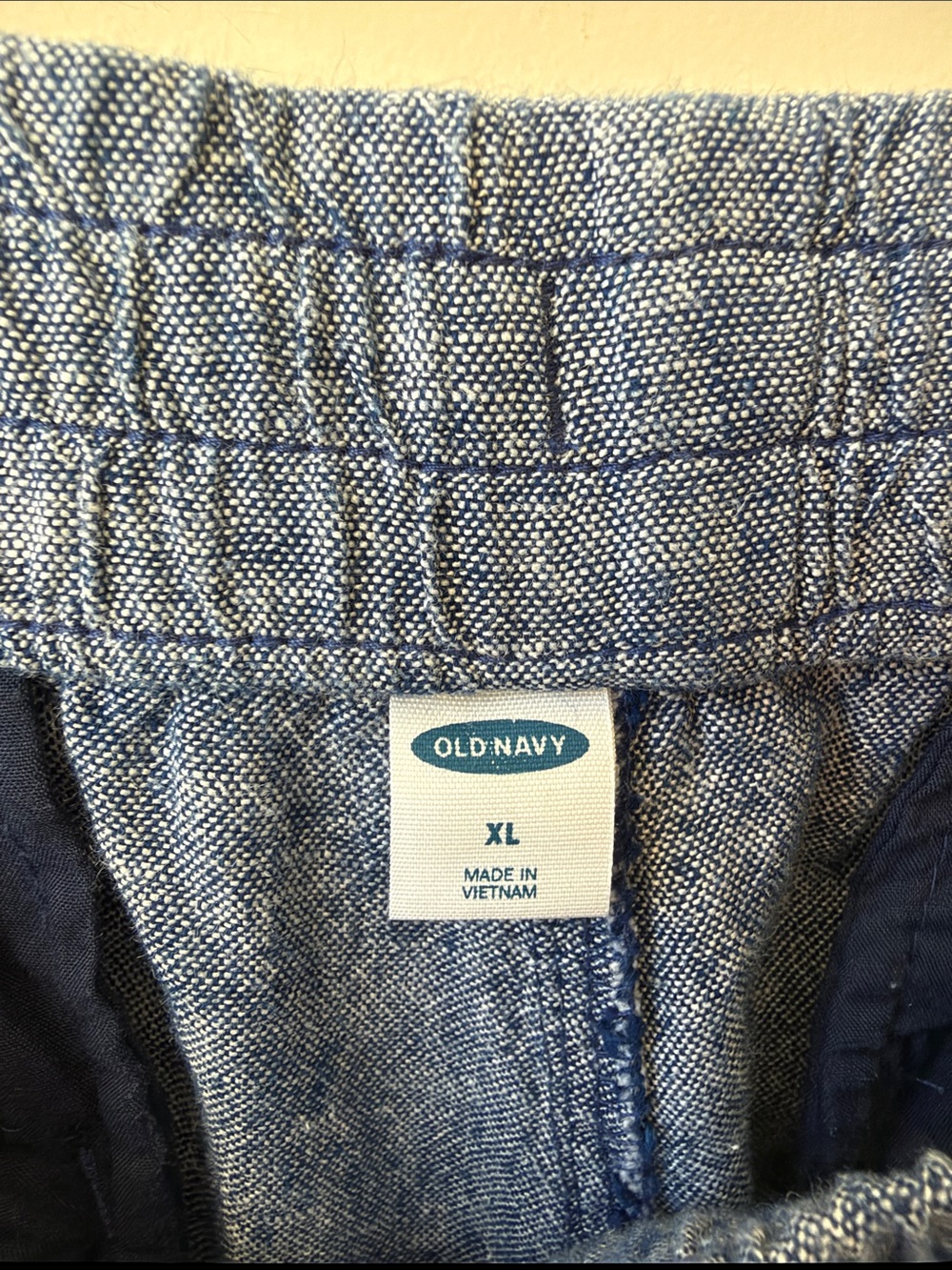 OLD NAVY Linen Blend Chambray Blue Casual Drawstring Cropped Pants Size XL - Picture 3 of 10